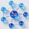 分布式架构示意图，多个球体节点相互连接形成网络拓扑结构
