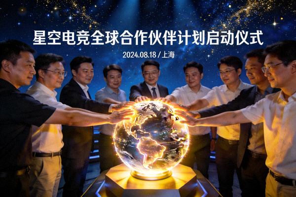 星空电竞全球合作伙伴计划启动仪式，多位嘉宾共同点亮星球模型